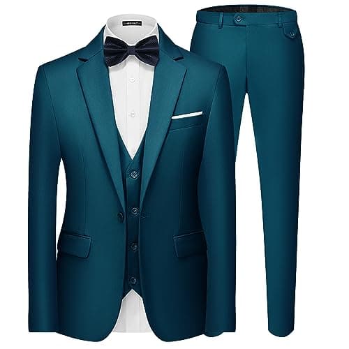 MAGE MALE Men's 3-Piece Slim Fit Suit Set: Elegant Blazer, Vest, and Pants