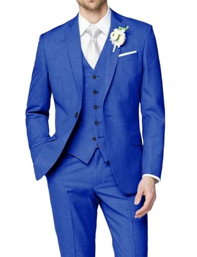 HUUTOE Men's Slim Fit Wedding Groomsmen Tuxedo Set Blazer Jacket Pants