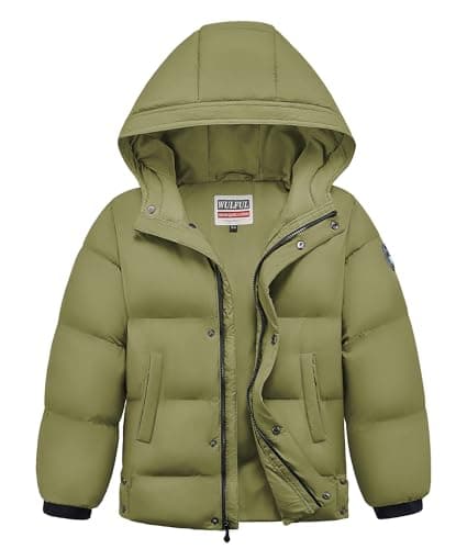 Boys Winter Hooded Puffer Jacket for Outdoor - Simplified English
