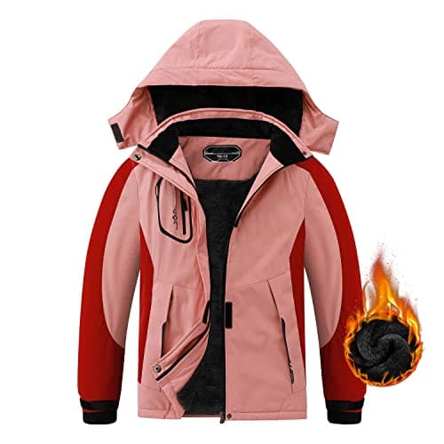 COOKFIP Kids' Waterproof Fleece Winter Snow Coat Windproof Hooded