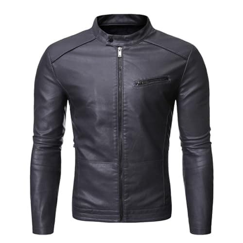 Maiyifu-GJ Men's Black Slim Fit Casual Motorcycle Jacket