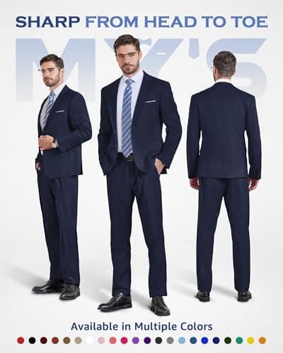 MY'S Men's Slim Fit Two-Piece Suit Notch Lapel Jacket and Pants Wedding Party Blazer