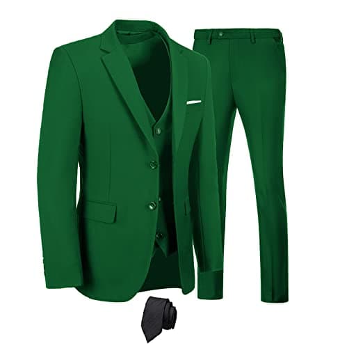 Men's 3-Piece Slim Fit Suit Set - Wedding Business Tuxedo with Blazer, Vest, Pants & Tie