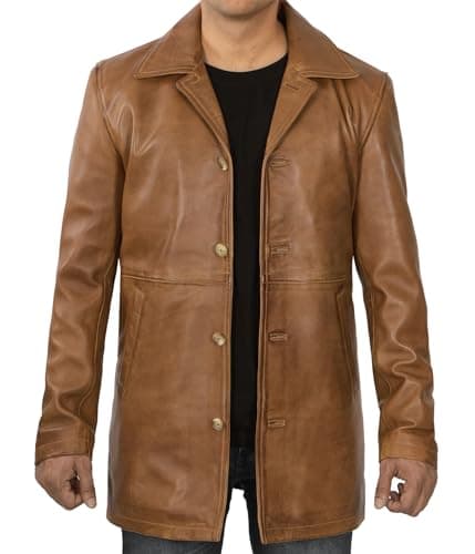 Brown Natural Distressed Leather Jacket for Men