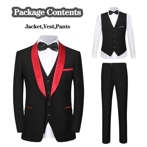 Beauty-Emily Men's 3-Piece Slim Fit Suit Set Jacket Vest Pants