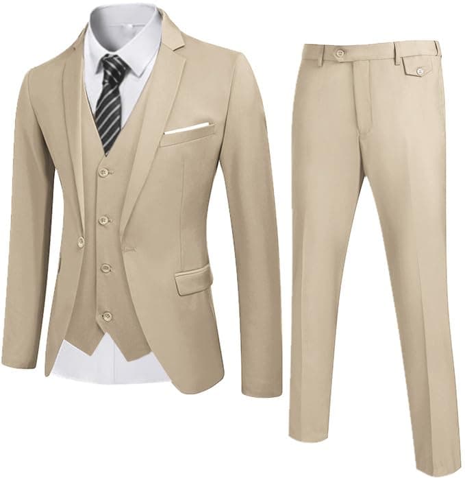 COOFANDY Men's 3 Piece Slim Fit Wedding Suit Set Groom Tuxedo