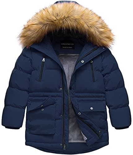 Creatmo US Boy's Winter Water Resistant Hooded Puffer Jacket