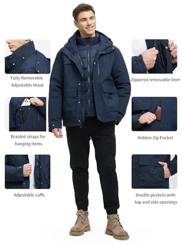 Men's Waterproof 3-in-1 Winter Ski Coat Puffer Liner Snow Windbreaker