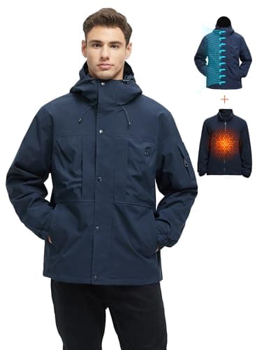 VOPOKER Men's 3-in-1 Water Resistant Ski Snow Warm Fleece Jacket with Multi-Pockets