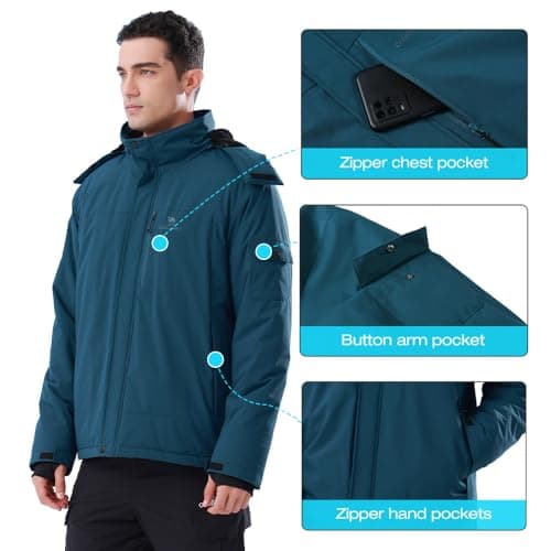 CAMEL CROWN Mens Waterproof Ski Jacket Warm Windproof Snow Rain Outdoor Hiking Mountain