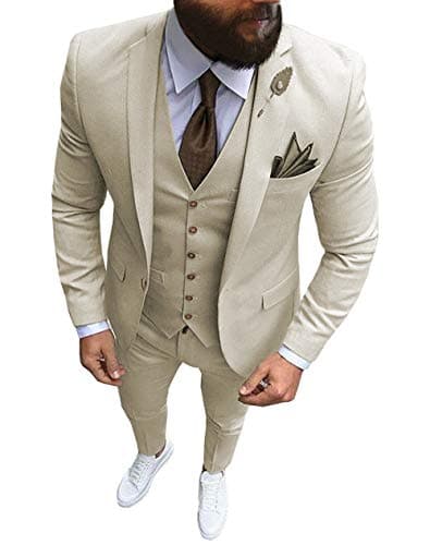Solove-Suit Men's 3-Piece Regular Fit One-Button Formal Suit for Wedding