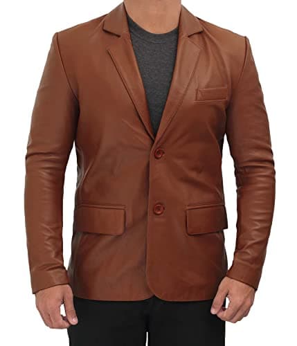 Black & Brown Real Lambskin Leather Blazer for Men