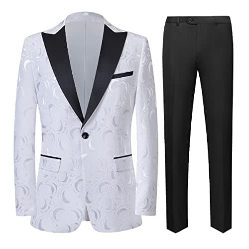 Cloudstyle Men's 2-Piece Floral Jacquard Suit