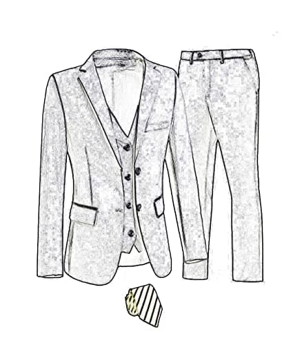 Men's 3-Piece Slim Fit Suit Set - Wedding Business Tuxedo with Blazer, Vest, Pants & Tie