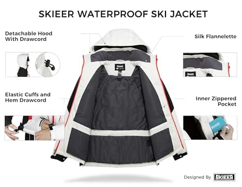 Skieer Men's Waterproof Winter Ski & Snowboarding Jacket Windproof Warm Raincoat