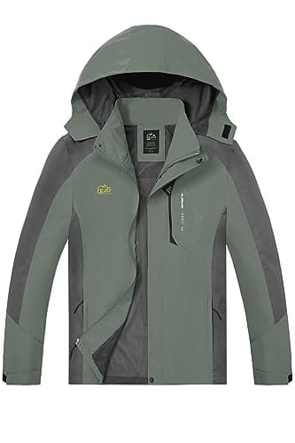 TEZO Men's Hooded Rain Jacket - Waterproof Hiking Windbreaker