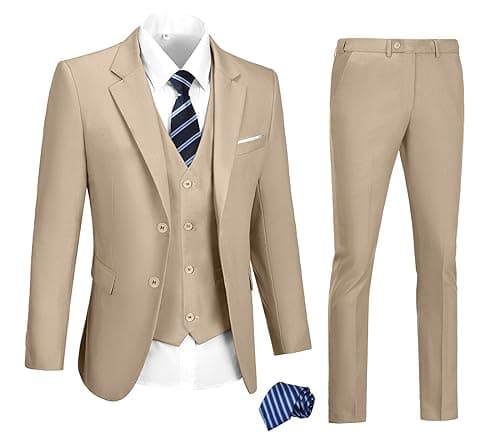 DOISPON Men's 3-Piece Slim Fit Suit