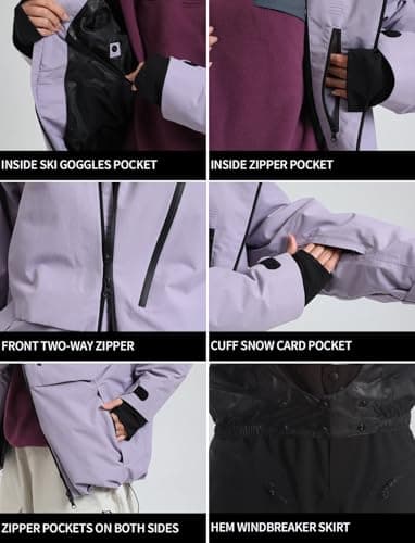 GSOU Men's Women Waterproof Snowboard Ski Jacket Winter Insulated Windproof