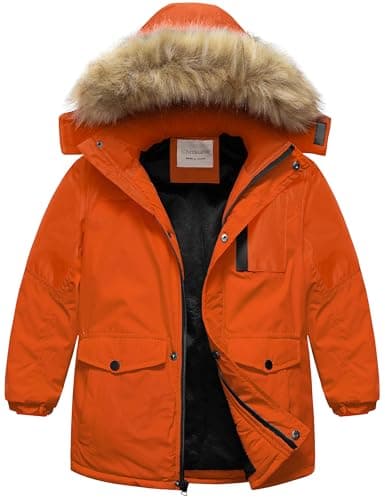 Chrisuno Boys' Waterproof Long Parka Winter Windbreaker Coat