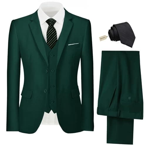Pyiuhs Slim Fit 3 Piece Wedding Groomsmen Suit Set