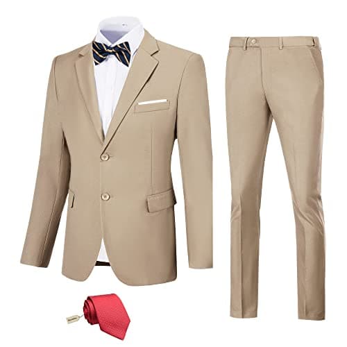 Slim Fit Suit Set for Men: Solid Color Jacket, Pants, and Tie