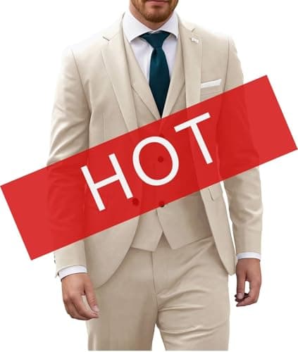 Wangyue Mens Slim Fit 3-Piece Prom Wedding Suit with Blazer Vest Pant