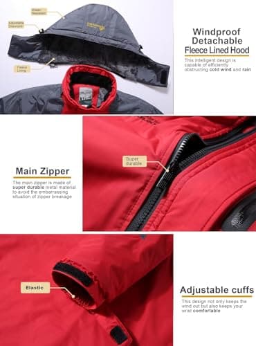 WOSONG Men's Winter Ski Coats, Fleece-Lined & Balaclava, Waterproof & Windproof