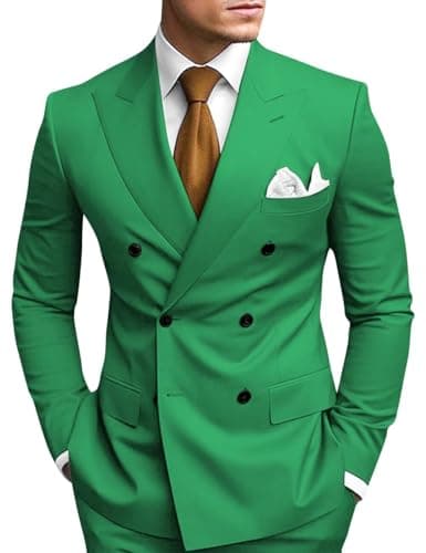 Double Breasted Suit Men Slim Fit 2 Piece Wedding Prom Set