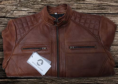 Men's Genuine Leather Biker Jacket | Black Vintage Brown Distressed