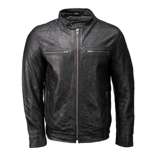 Milwaukee SFM1866 Classic Men's Black Premium Leather Motorcycle Jacket