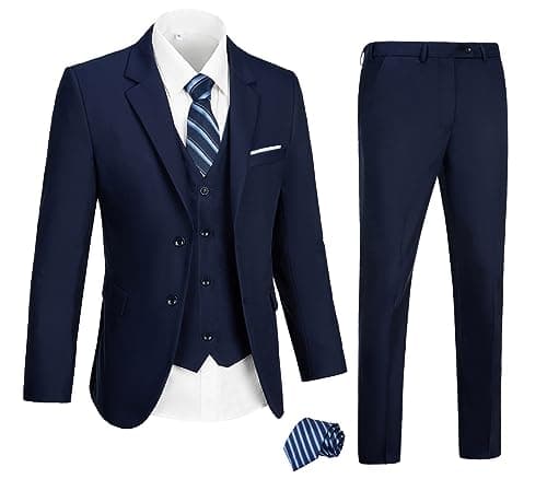 DOISPON Men's 3-Piece Slim Fit Suit