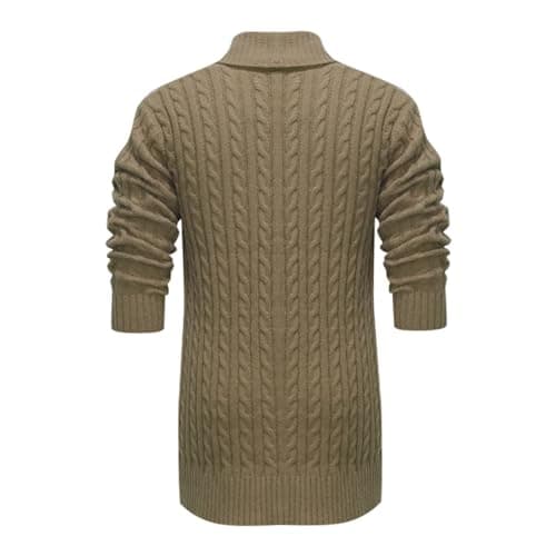 Men's Casual Long Sleeve Knit Cardigan Sweater Open Front Shawl Collar