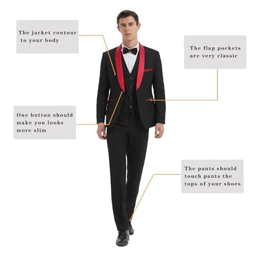 Beauty-Emily Men's 3-Piece Slim Fit Suit Set Jacket Vest Pants