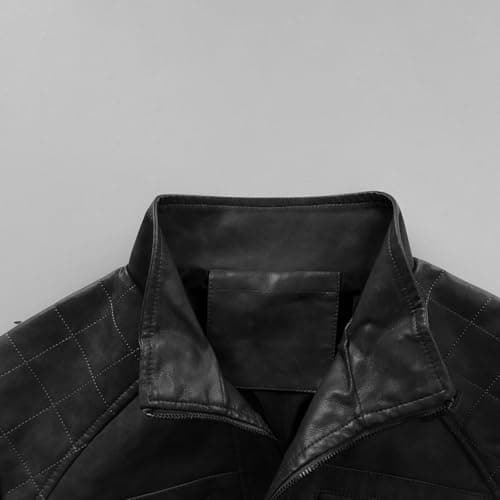 Trendy Mens Motorcycle PU Leather Stand Collar Windbreaker Jacket