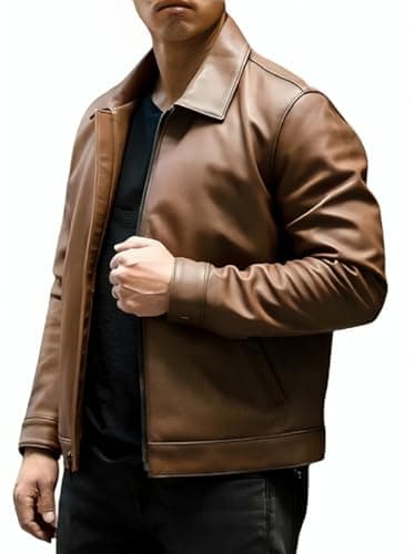 Classic Mens Genuine Lambskin Leather Jacket with Zip Out Liner