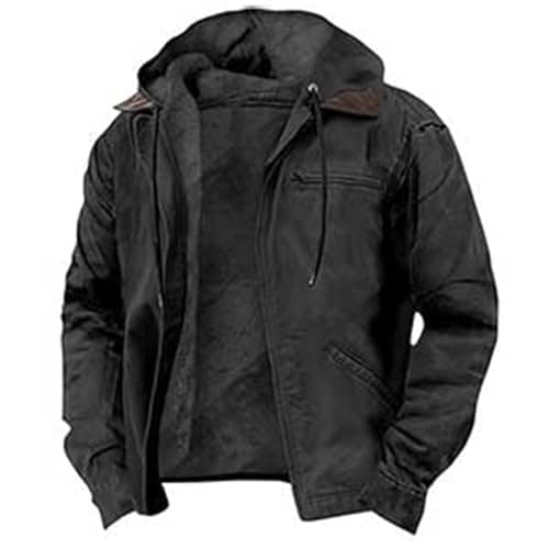 Thick Fleece Full Zip Hoodie for Men Sherpa Lined Warm Coat