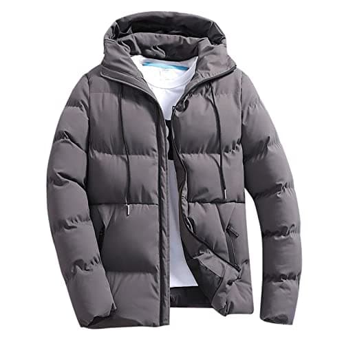 Men's Big and Tall Cotton Hooded Puffer JacketOutdoor Winter Warm Casual