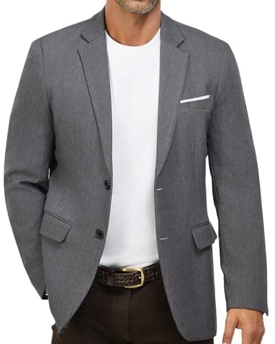 WULFUL Men's Slim Fit Casual Blazer Jacket - Lightweight Sport Coat