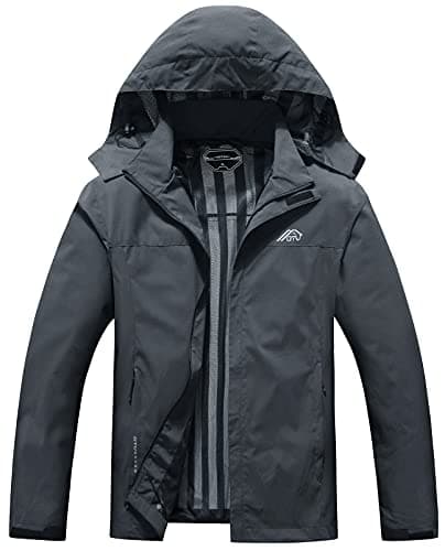 OTU Men's Lightweight Waterproof Hooded Rain Jacket for Hiking Travel