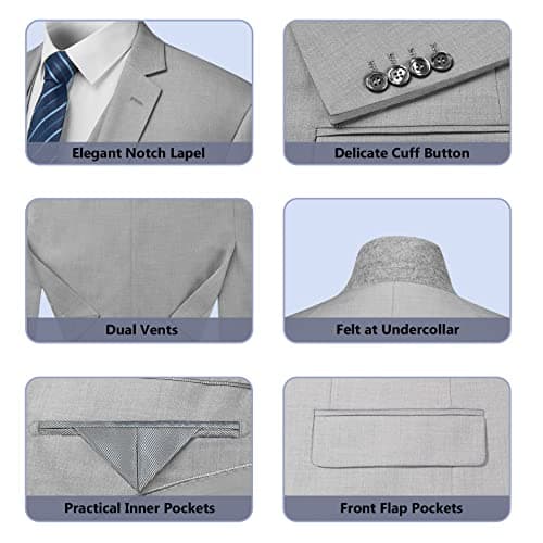 Cooper & Nelson Men's Slim Fit 3-Piece Tuxedo Set Jacket & Pants with Tie