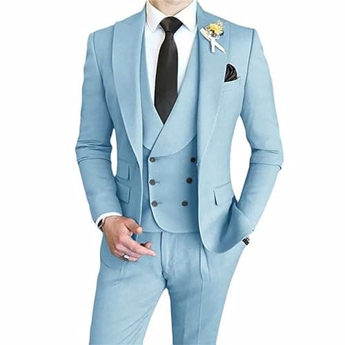 AufewB Men's Elegant Solid One-Button Slim Fit Party Suit Set