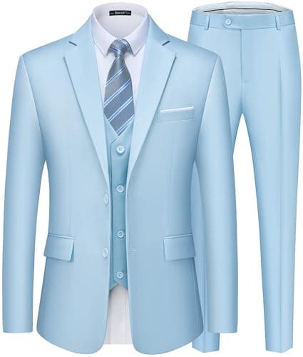 Saruit Men'sSlim Fit Tuxedo Suit 3PC 2-Button Prom Wedding Party