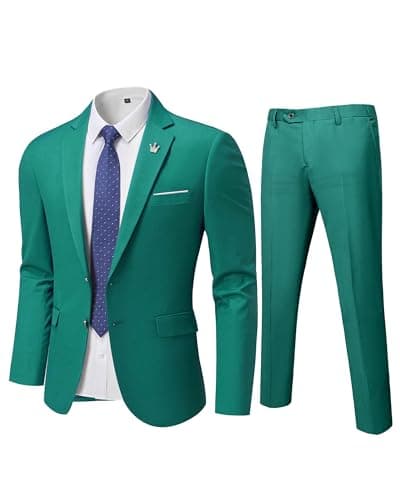 MY'S Men's Slim Fit Two-Piece Suit Notch Lapel Jacket and Pants Wedding Party Blazer
