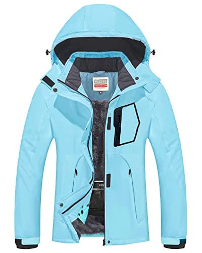 Women's Waterproof Winter Ski Jacket with Detachable Hood