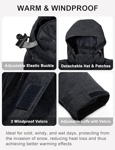 Little Donkey Andy Men's Waterproof Ski Snowboarding Windproof Jacket Warm with Detachable Hood
