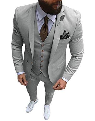 Solove-Suit Men's 3-Piece Regular Fit One-Button Formal Suit for Wedding