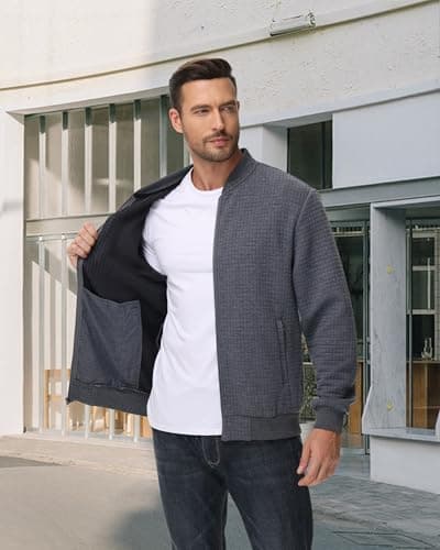 YuKaiChen Men's Lightweight Bomber Jacket with Zipper Pockets