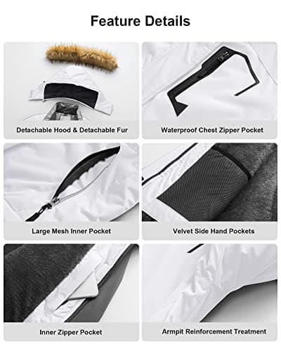 Women's Waterproof Ski Jacket Winter Snow Coats Fur Hooded Raincoat Parka