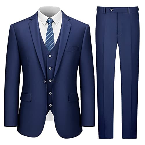 Slim Fit 3 Piece Men's Suit - LUPURTY Tuxedo Set with Jacket, Vest, Pants and Tie