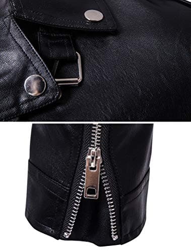 PASOK Men's PU Leather Zipper Biker Jacket with Belt